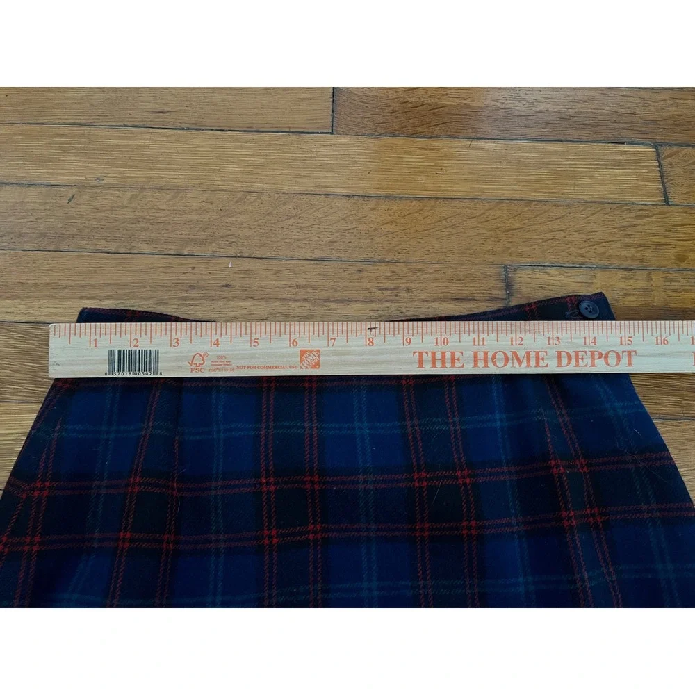 Vintage Pendleton Wool Plaid Skirt Navy Blue Red Green High Waist Midi USA Made